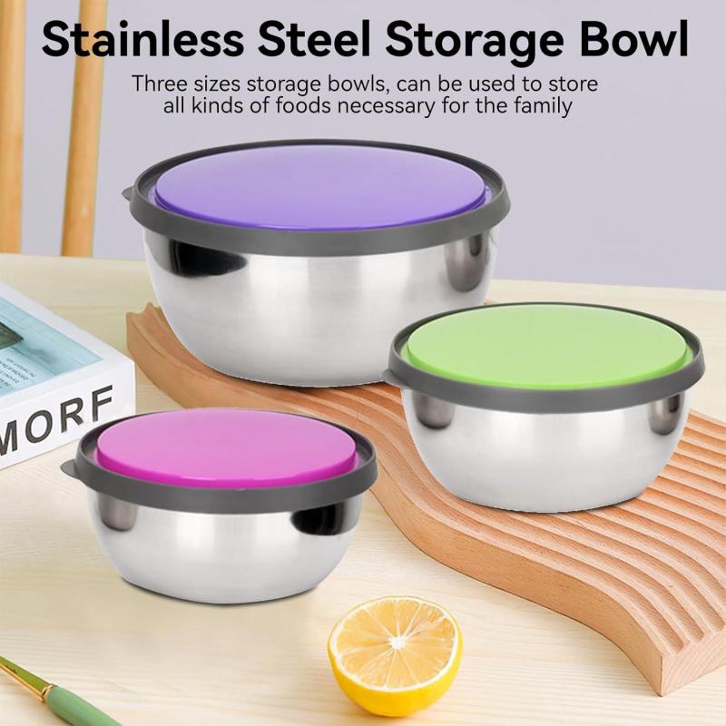 3pcs Bowl Set Stainless Steel Colourful