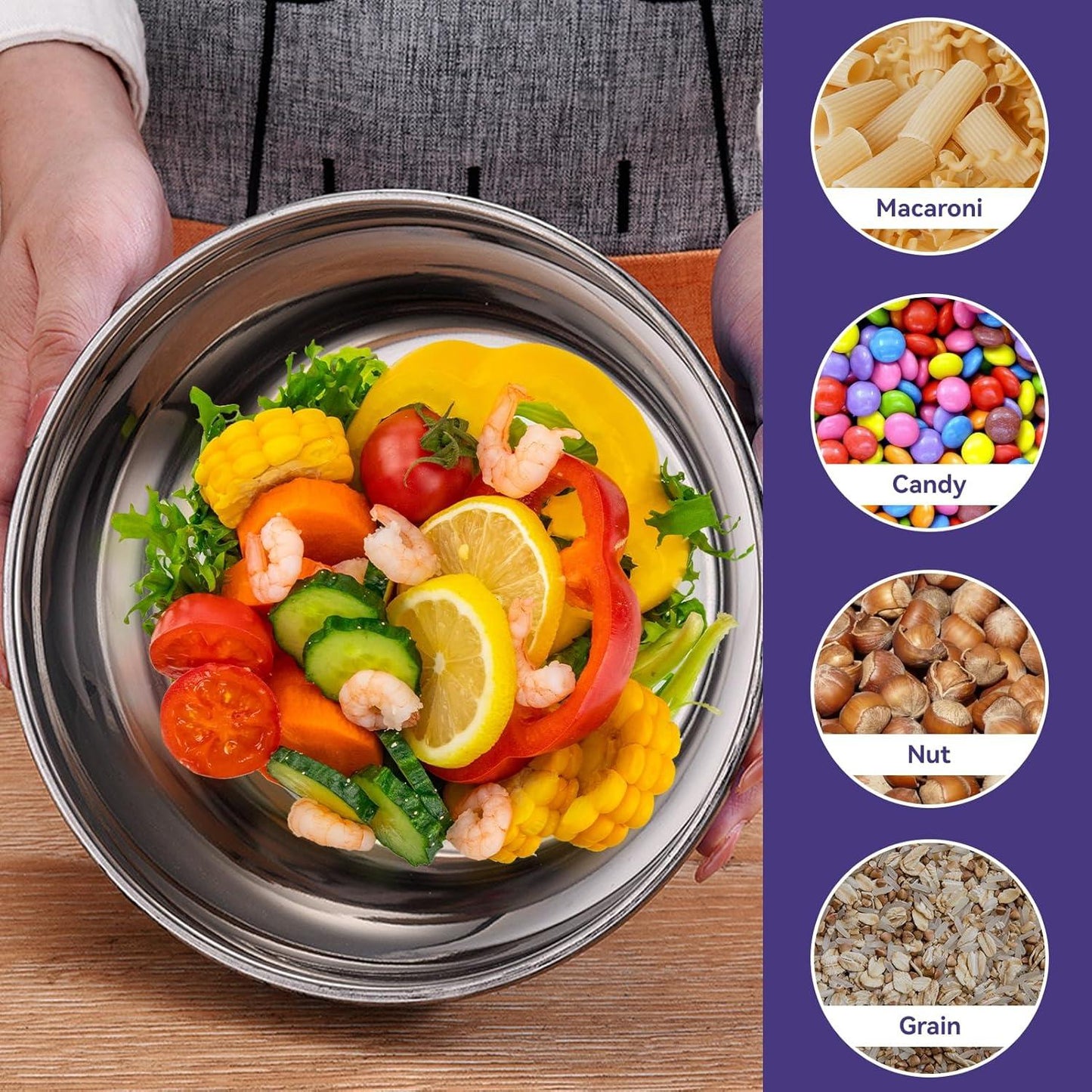 3pcs Bowl Set Stainless Steel Colourful