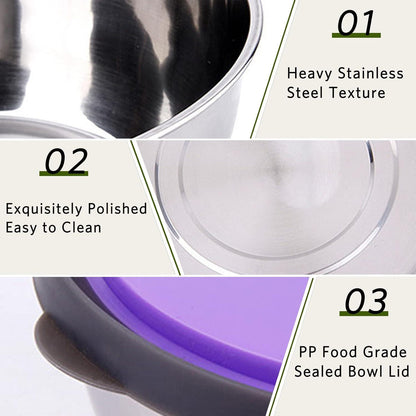 3pcs Bowl Set Stainless Steel Colourful